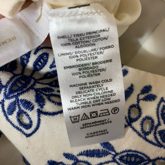 *2/$30* Loft Ivory Blue Floral Embroidered Eyelet Knee Length Skirt Size 8 Lined - Picture 6 of 8